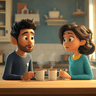 The Reyes parents in a warm kitchen conversation.